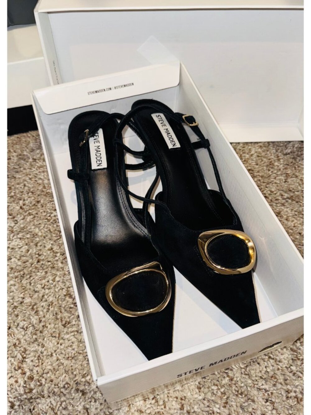 Steve Madden Gianah Black Suede Slingback Heels Size 9